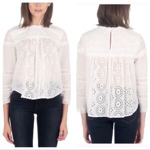 EUC Sea New York White Cotton Eyelet Top